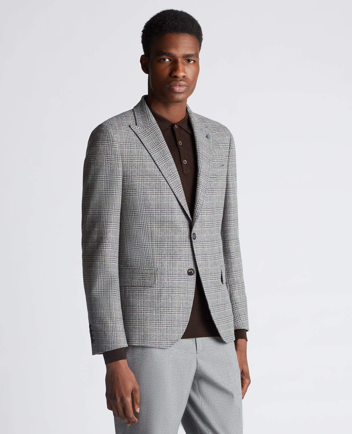 Slim Fit Checked Cotton-Blend Jacket