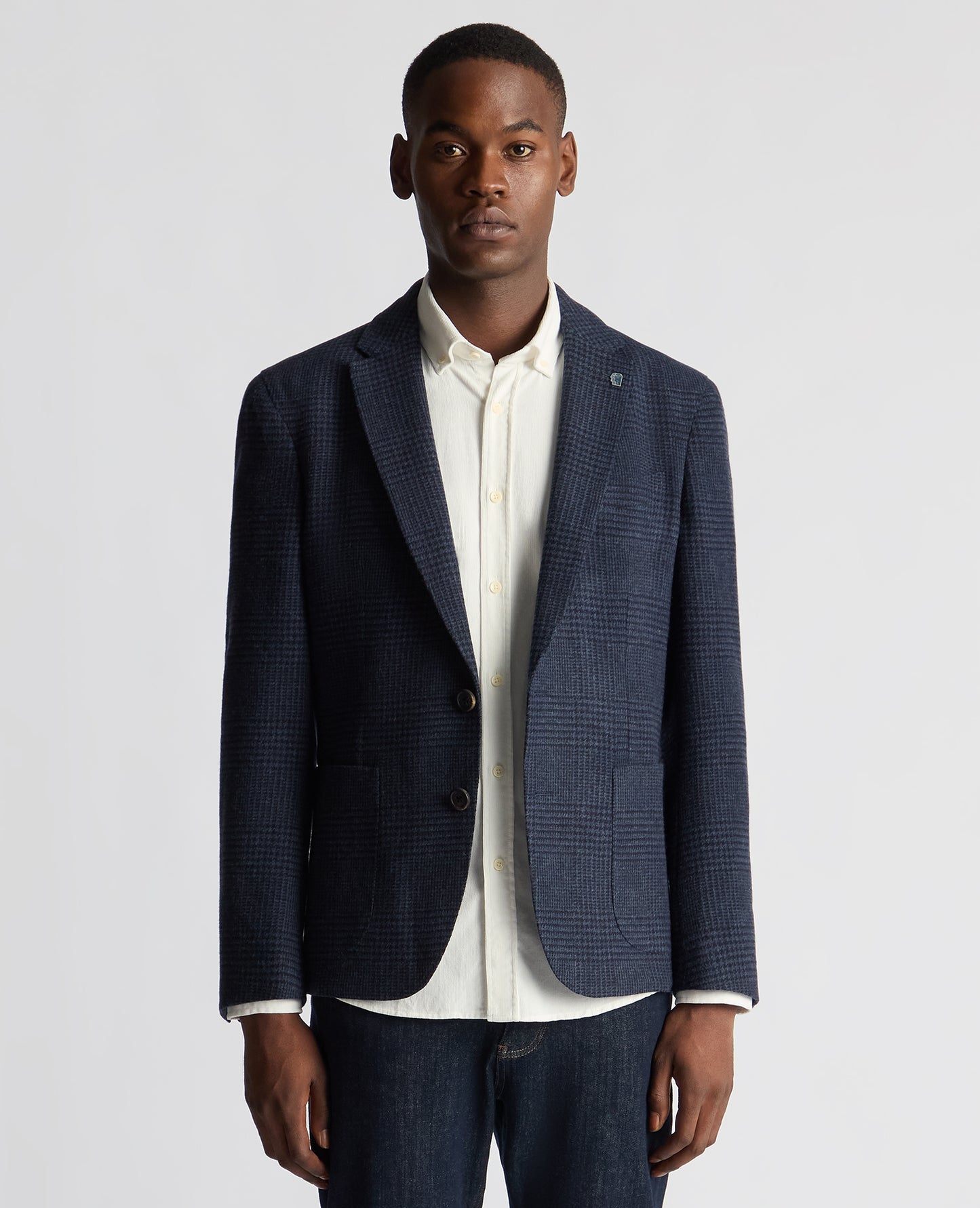 Slim Fit Checked Wool Jacket