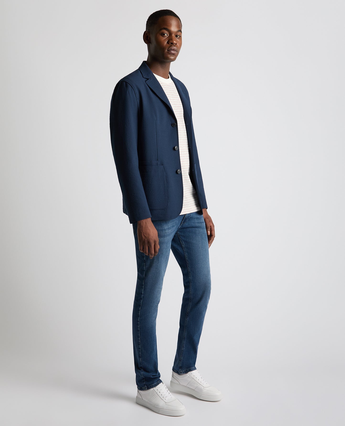 Slim Fit Seersucker De-Constructed Jacket