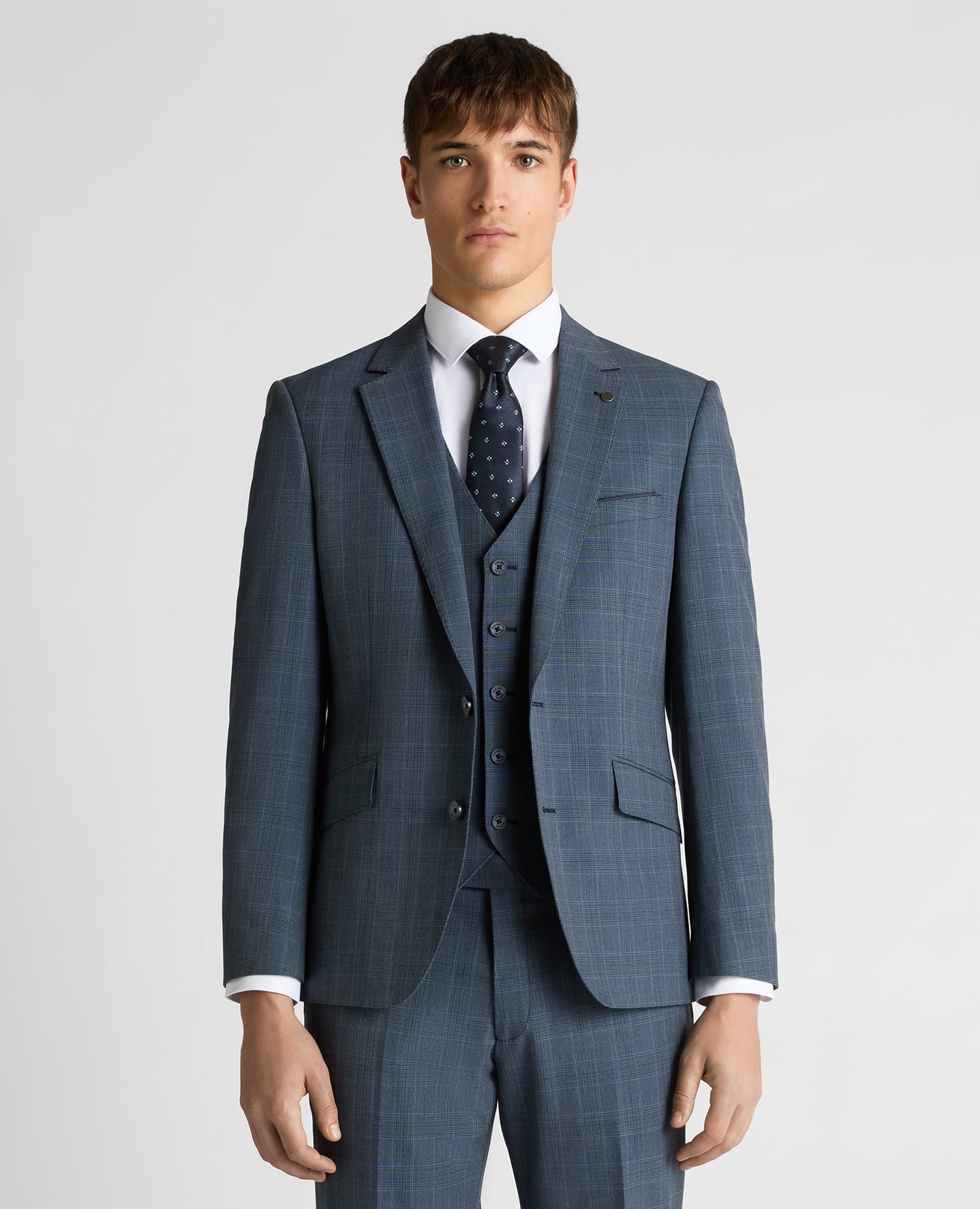 Tapered Fit Checked Stretch Suit