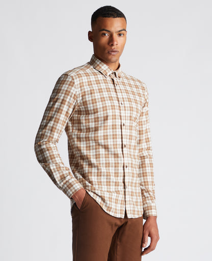 Slim Fit Checked Cotton Blend Shirt