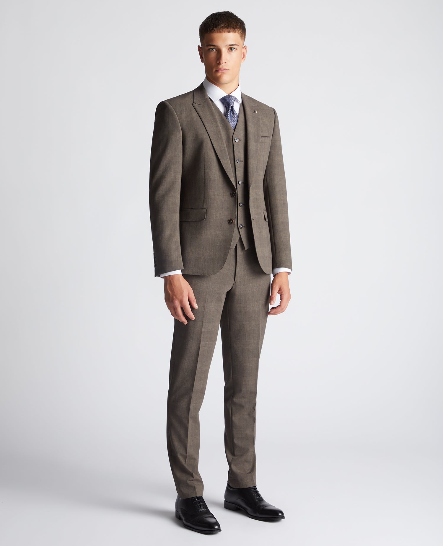 Slim Fit Checked Stretch 2 Piece Suit