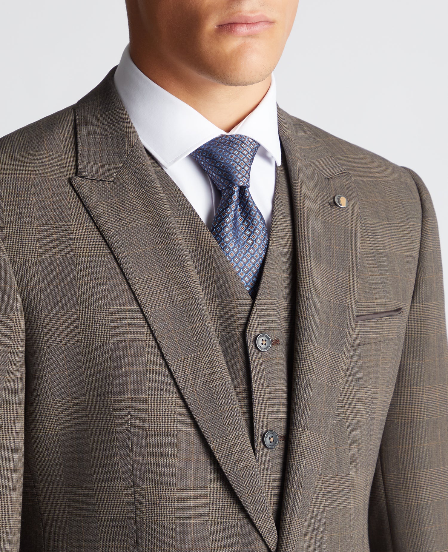 Slim Fit Checked Stretch 2 Piece Suit