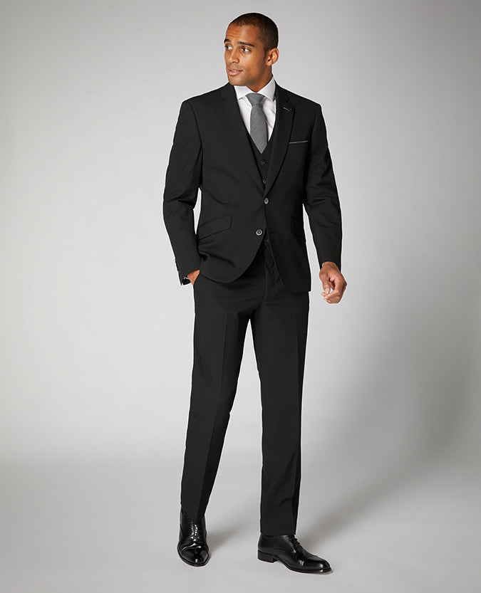 Tapered fit polyviscose stretch 3 piece suit