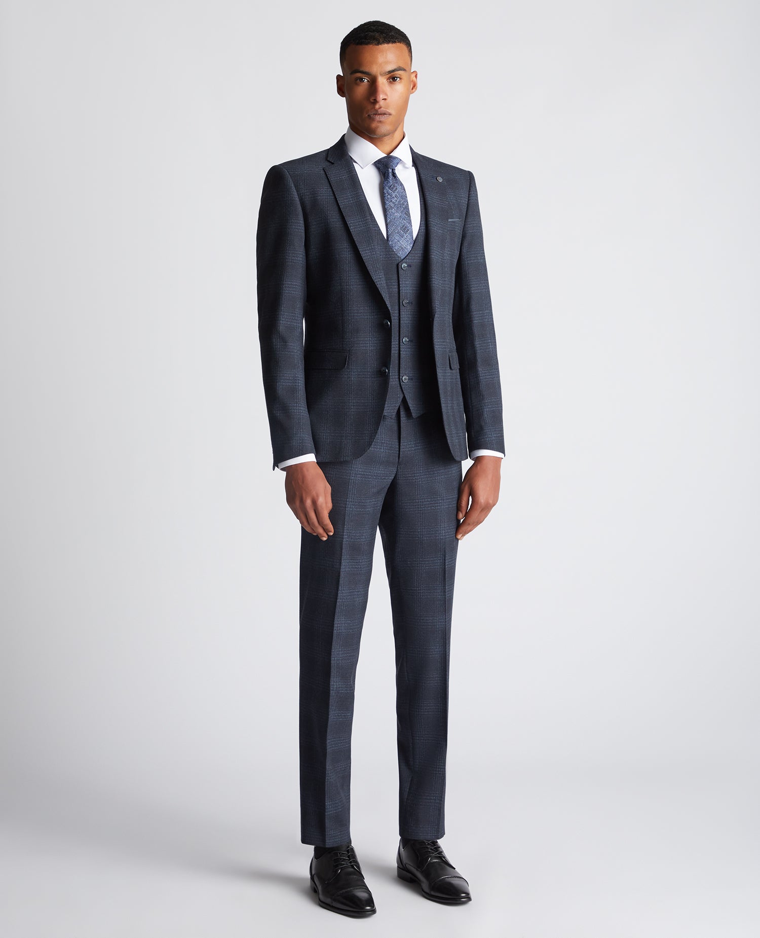 X-Slim Fit Checked Stretch 3 Piece Suit