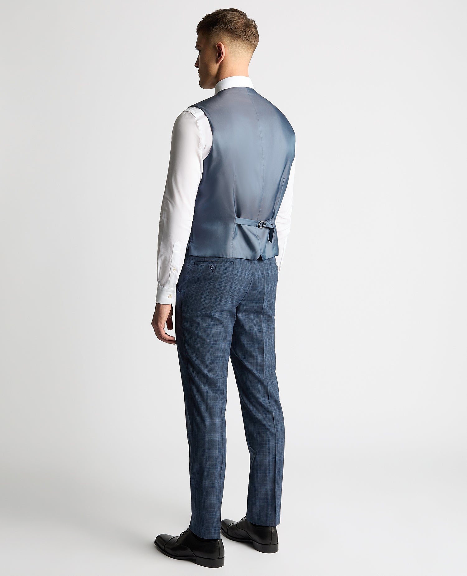 Tapered Fit Checked Wool Bend Waistcoat