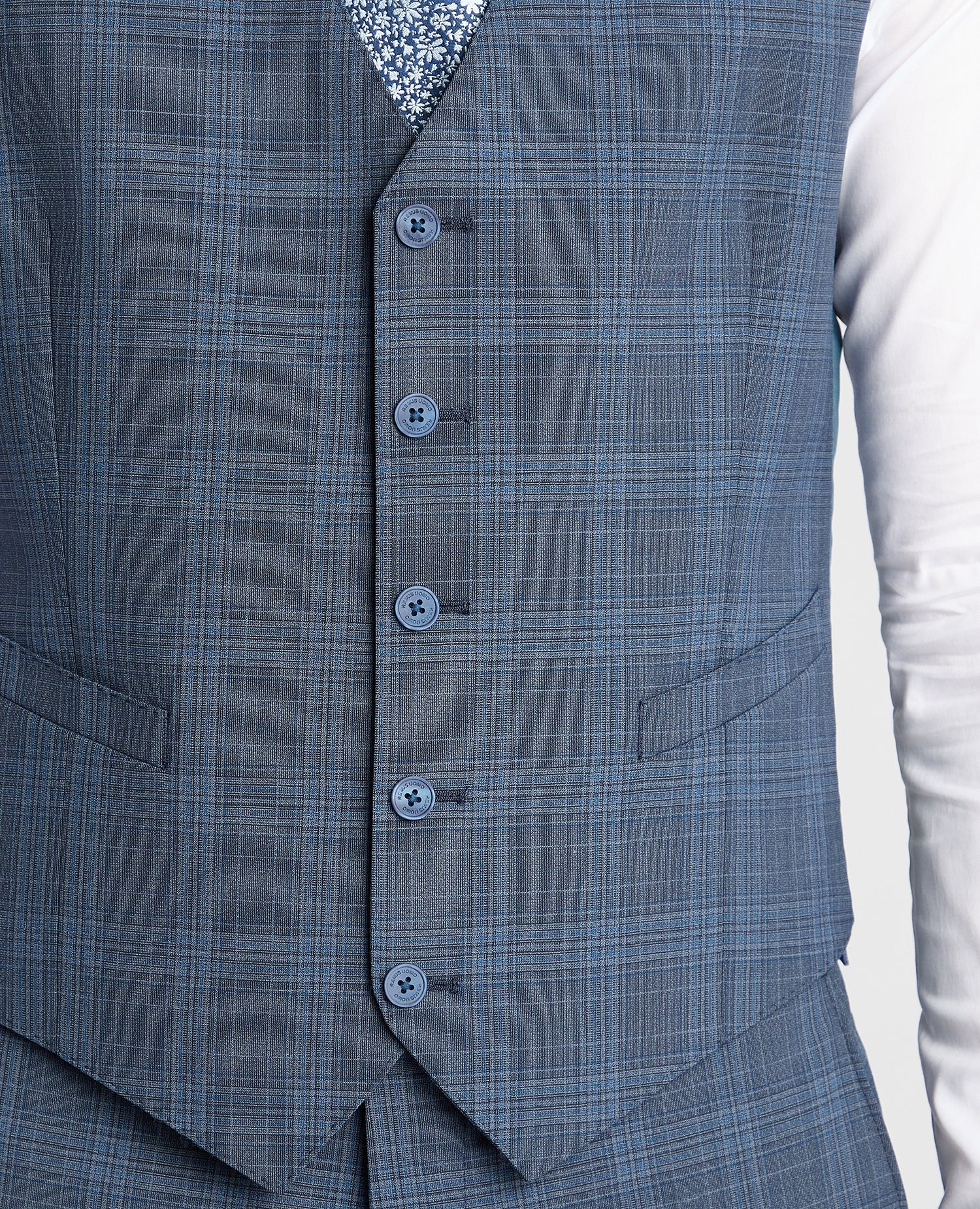 Tapered Fit Checked Wool Bend Waistcoat