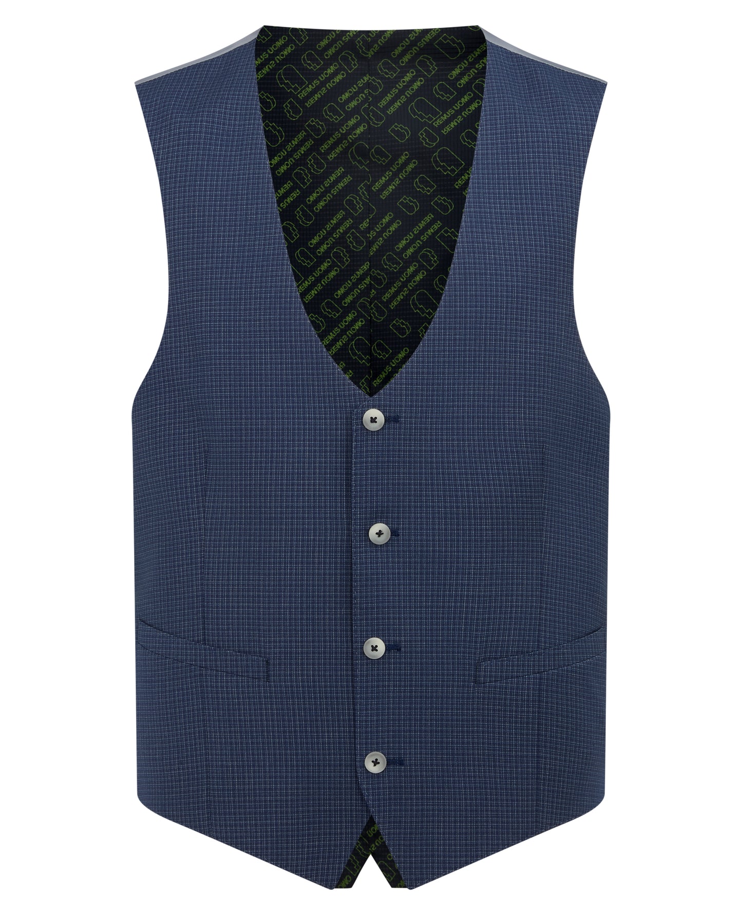 Slim fit checked polyviscose stretch waistcoat