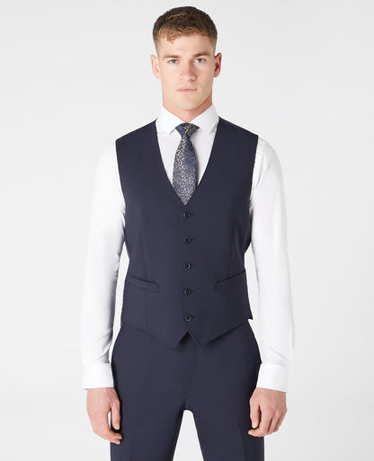 Tapered fit wool blend stretch mix and match suit waistcoat