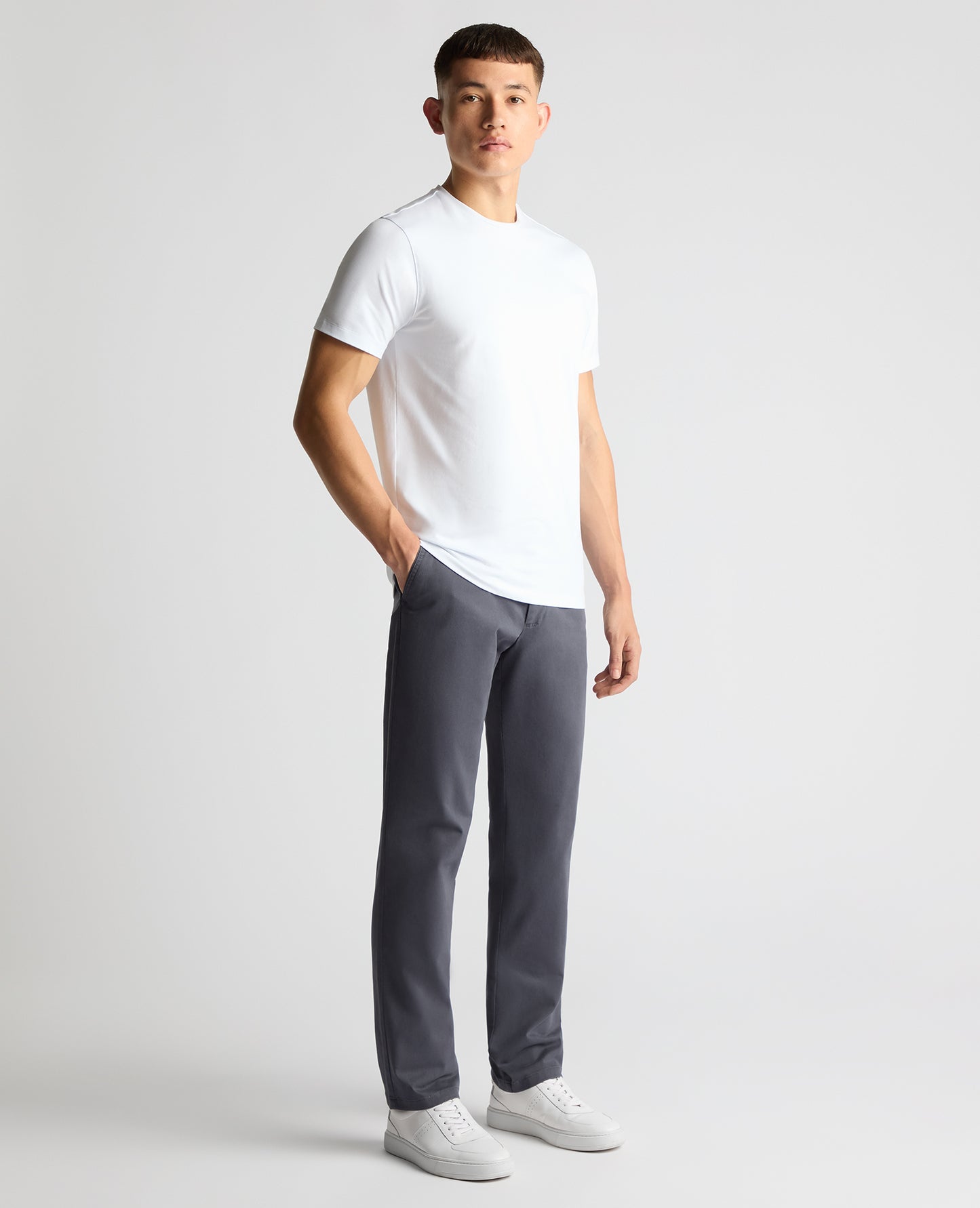 Straight Leg Cotton-Stretch Washed Chino