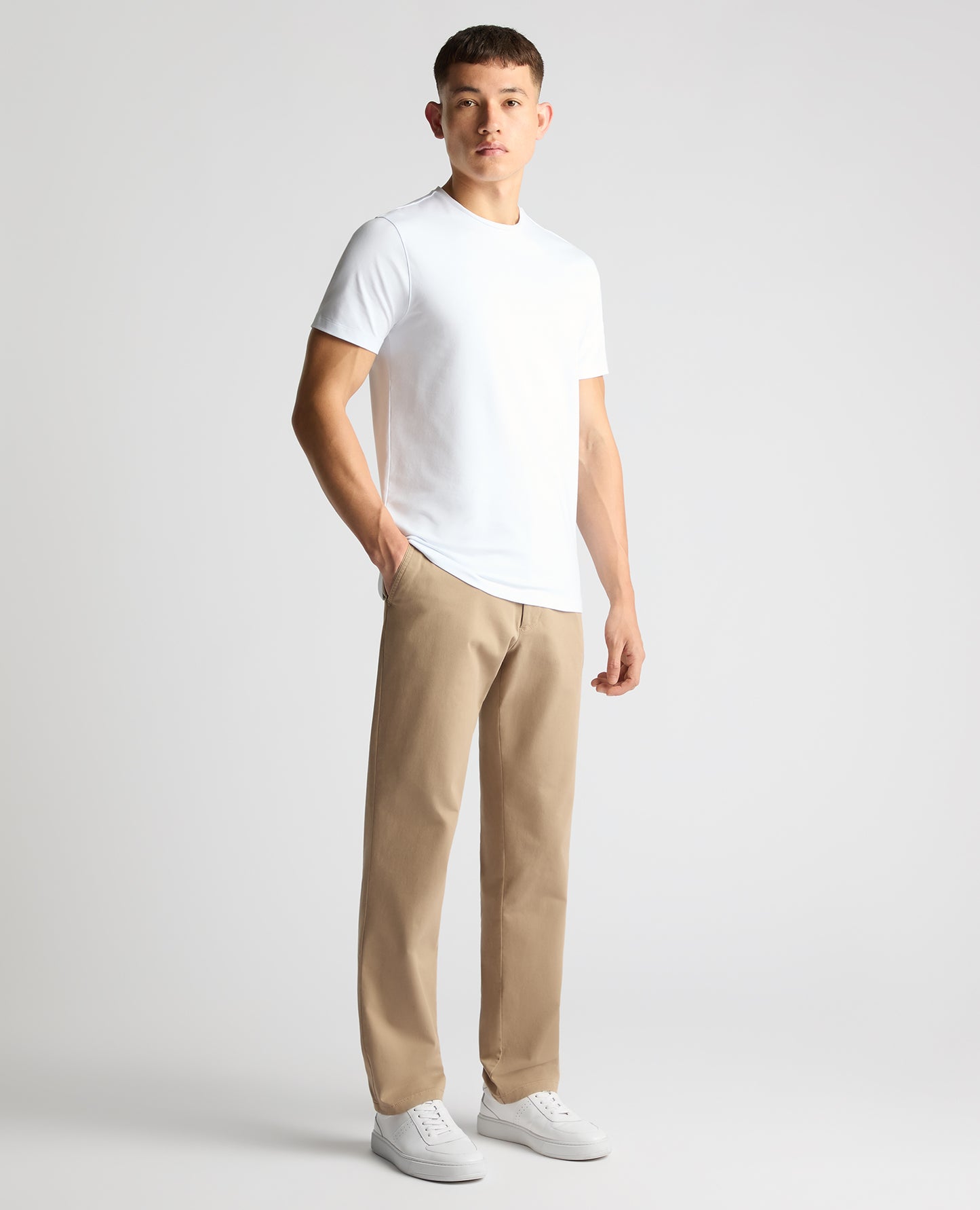 Straight Leg Cotton-Stretch Washed Chino