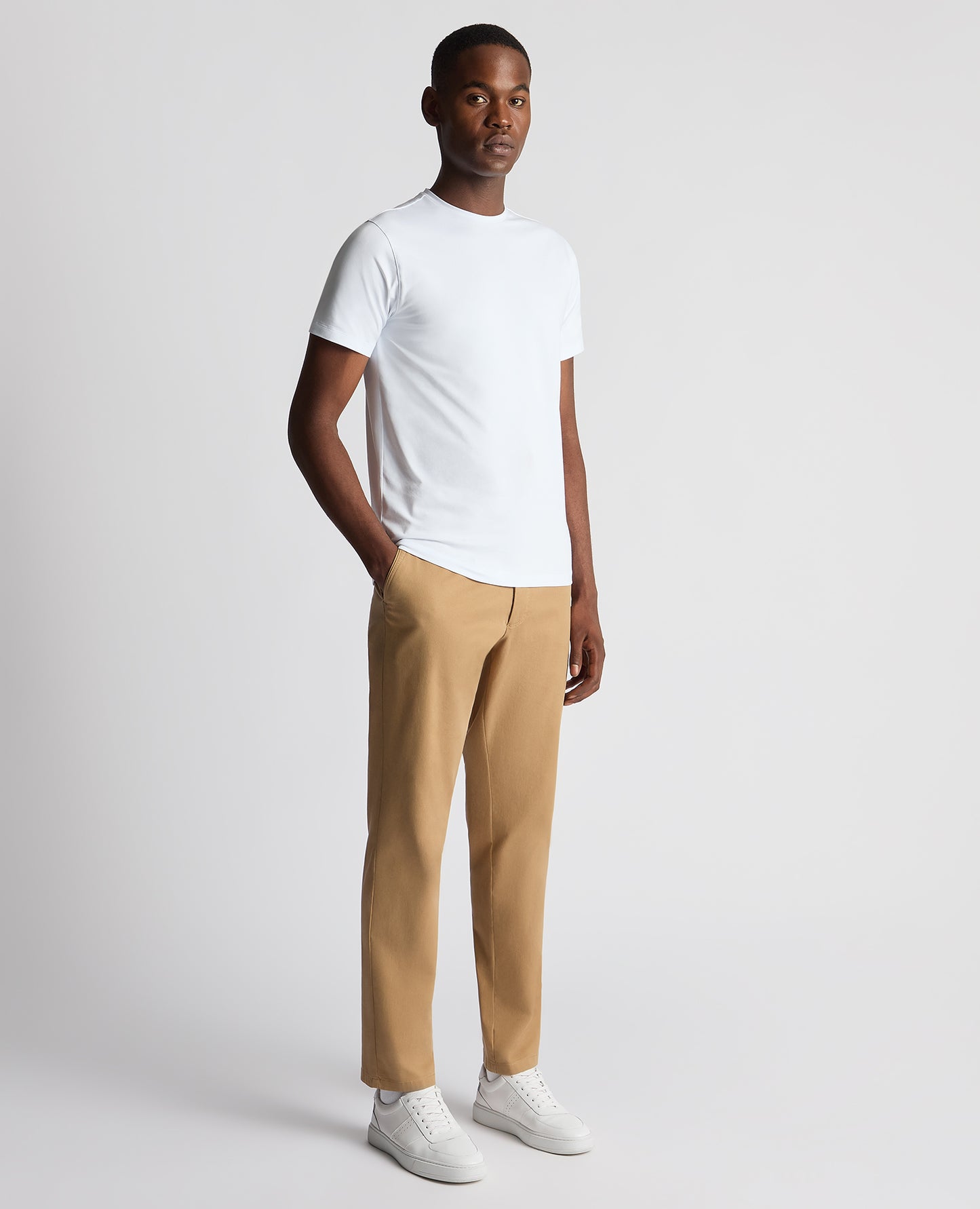 Straight Leg Cotton-Stretch Washed Chino