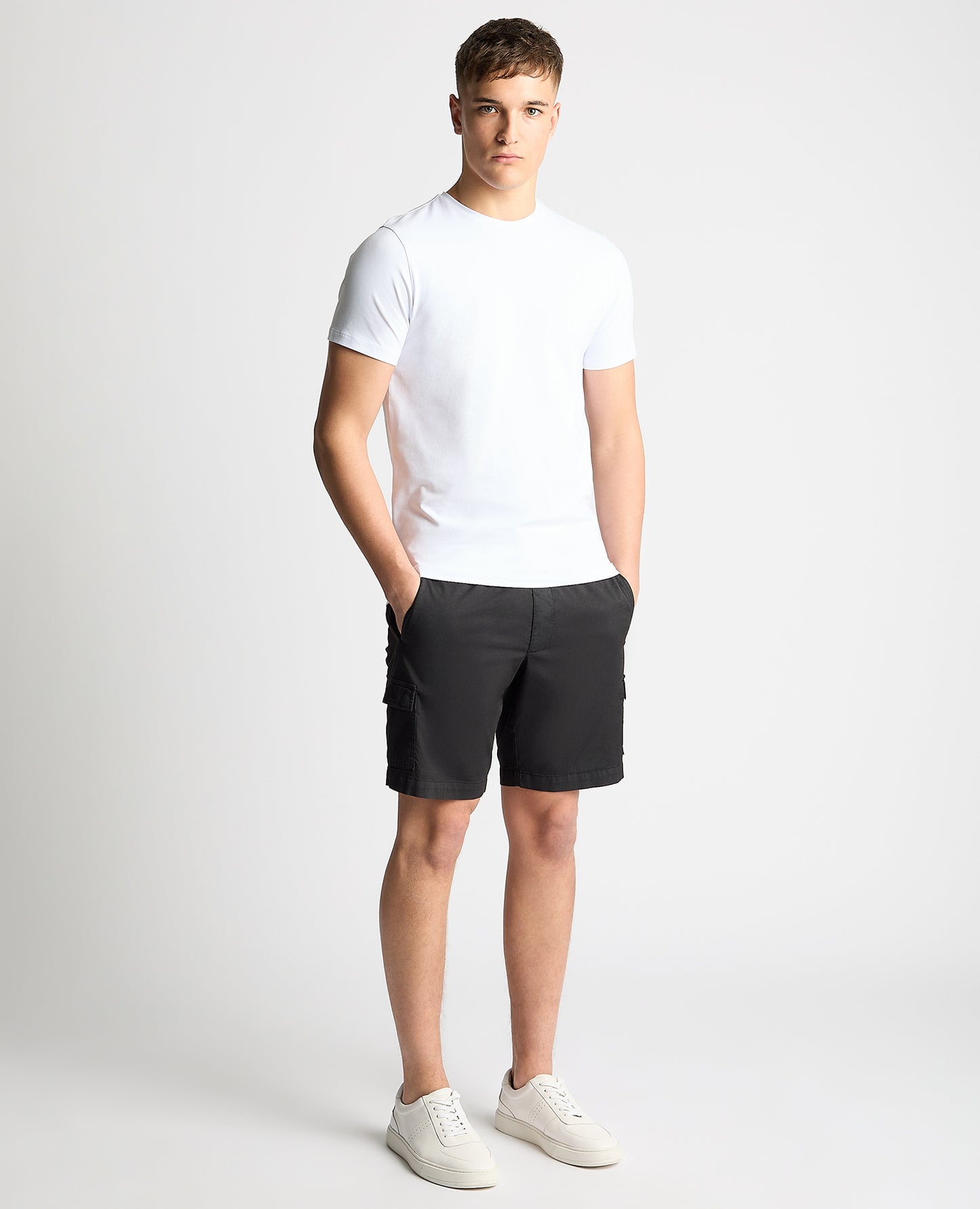 Slim Leg Cotton Stretch Cargo Shorts