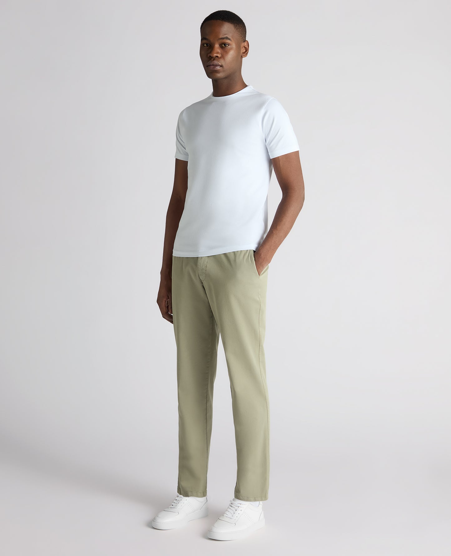 Straight Leg Cotton-Tencel Blend Chinos