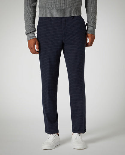 Slim Leg Checked Stretch Formal Trousers