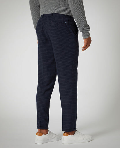 Slim Leg Checked Stretch Formal Trousers