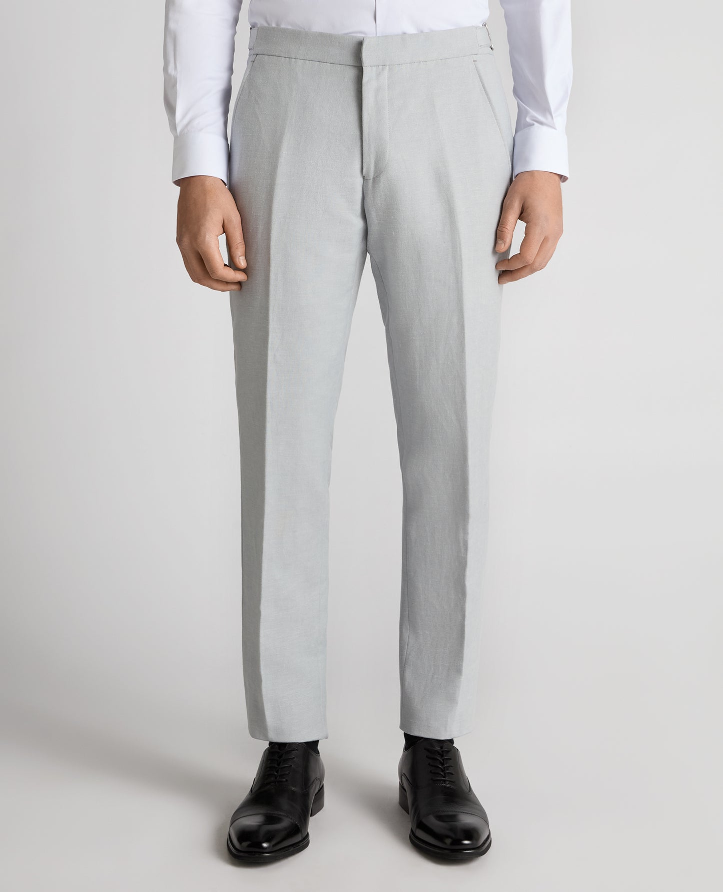 Slim Leg Linen-Blend Formal Trousers