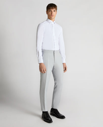 Slim Leg Linen-Blend Formal Trousers