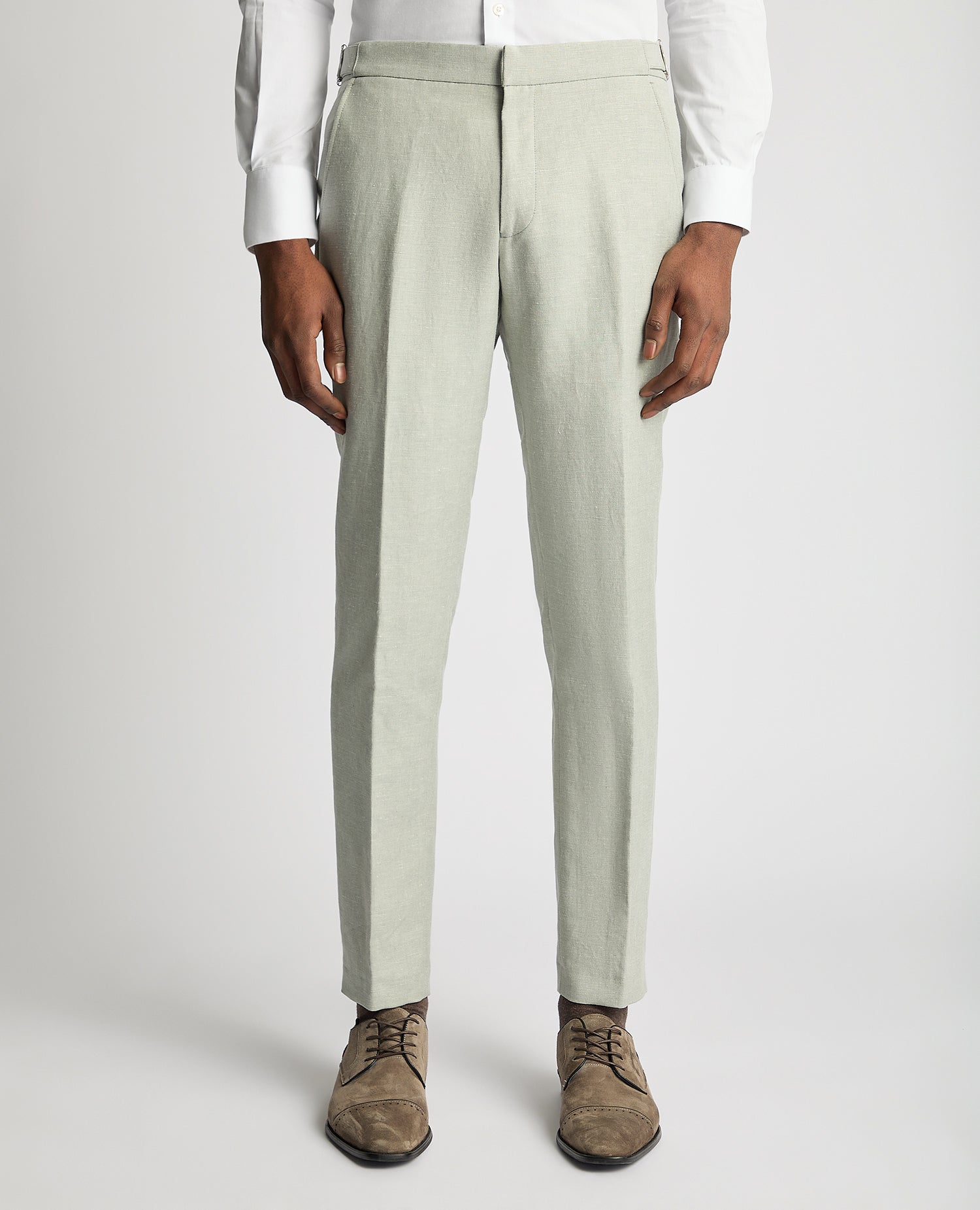 Slim Leg Linen-Blend Formal Trousers