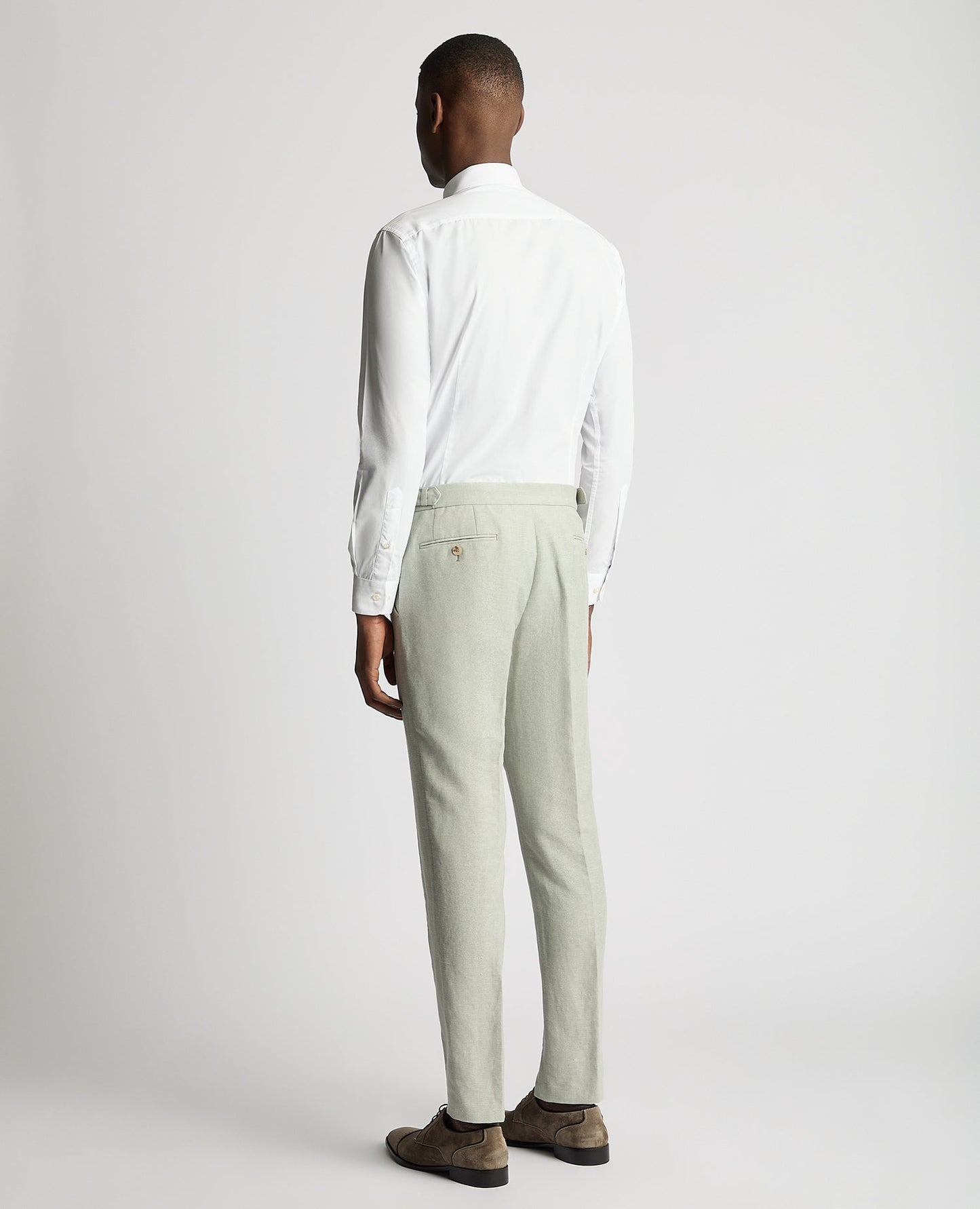 Slim Leg Linen-Blend Formal Trousers