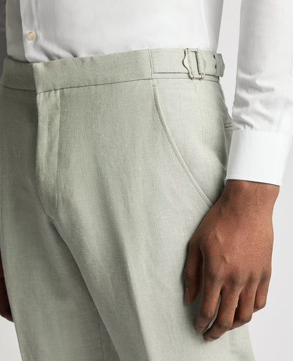 Slim Leg Linen-Blend Formal Trousers