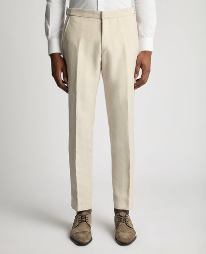 Slim Leg Linen-Blend Formal Trousers