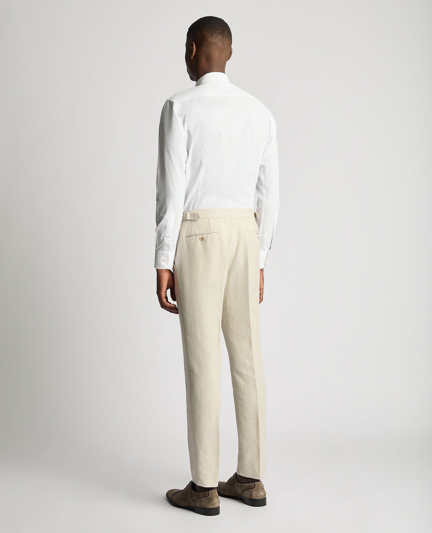 Slim Leg Linen-Blend Formal Trousers