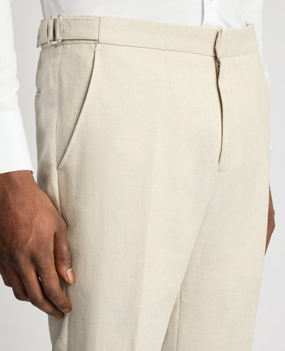 Slim Leg Linen-Blend Formal Trousers