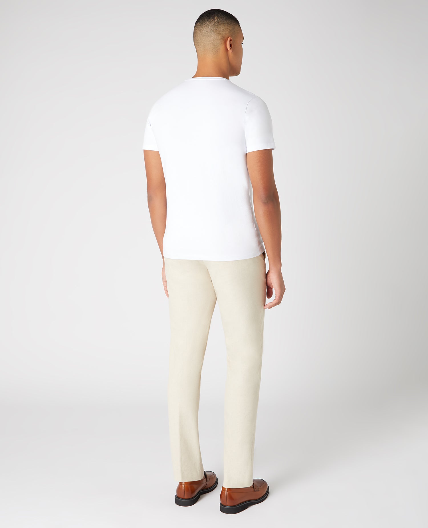 Slim Leg Cotton-Linen Trousers