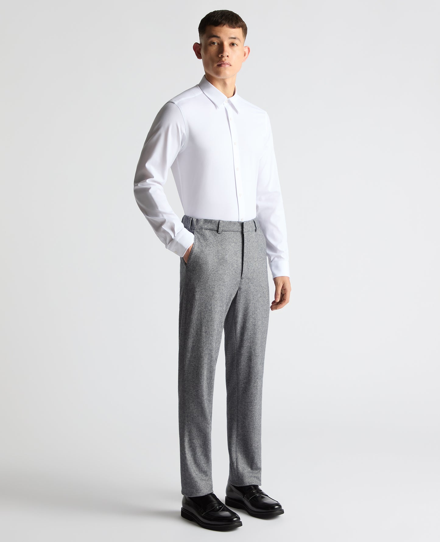 Slim Leg Wool-Blend Trousers