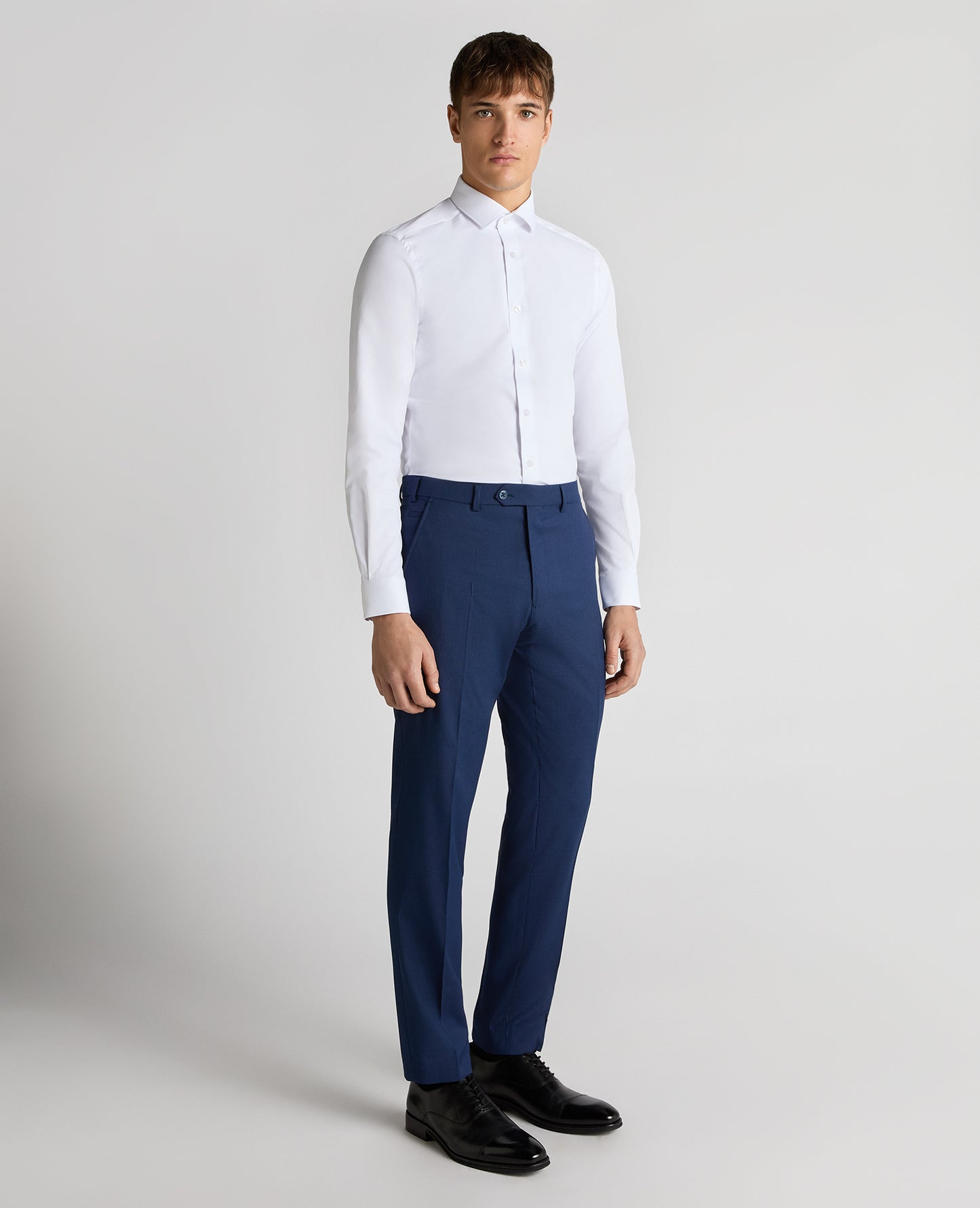 Slim Leg Checked Stretch Formal Trousers