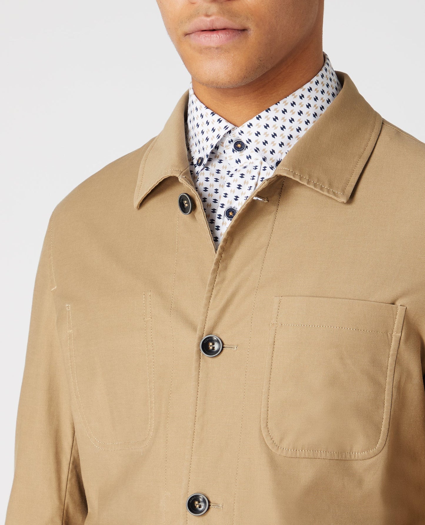 Slim Fit Cotton-Rich Stretch Overshirt Jacket