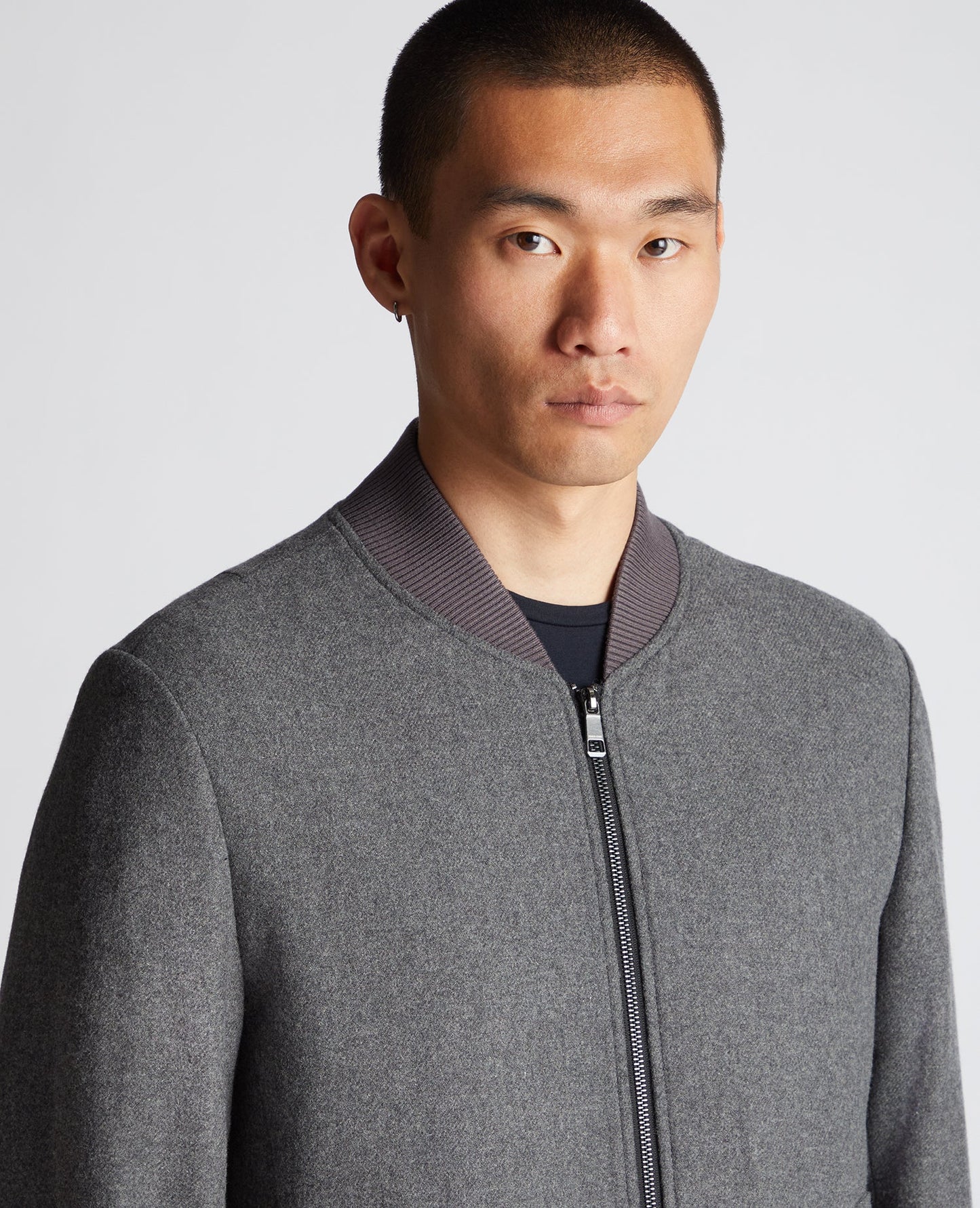 Tapered Fit Wool-Blend Bomber Jacket