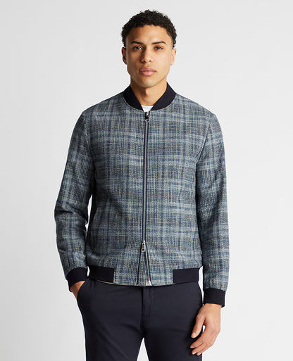 Slim fit Cotton-Blend Checked Bomber Jacket