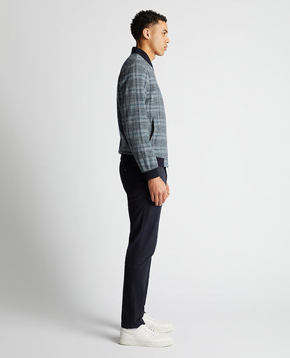 Slim fit Cotton-Blend Checked Bomber Jacket