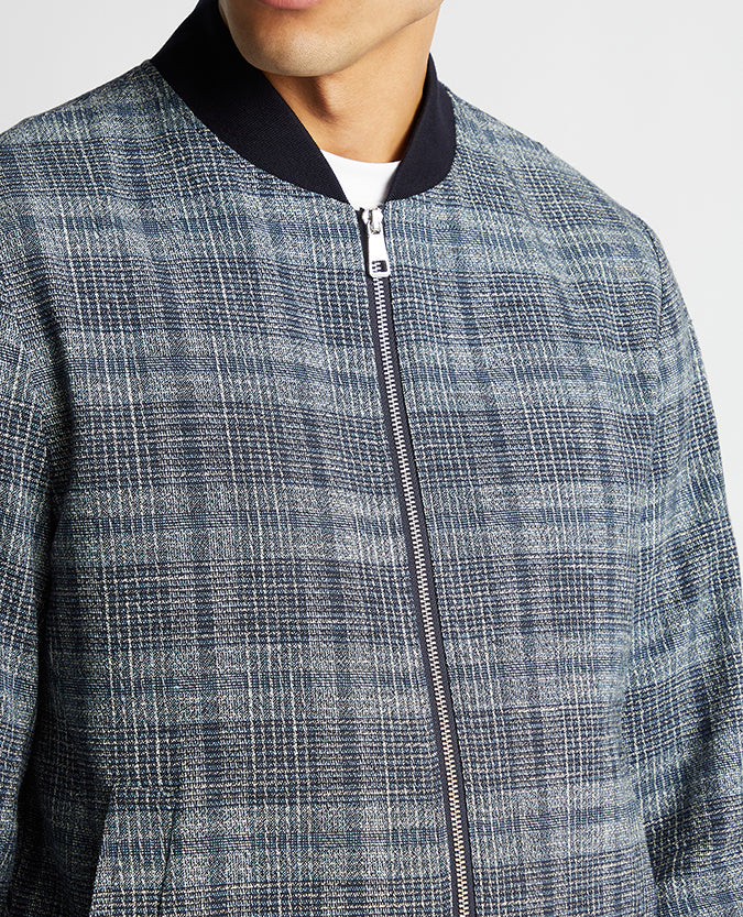 Slim fit Cotton Blend Checked Bomber Jacket Remus Uomo