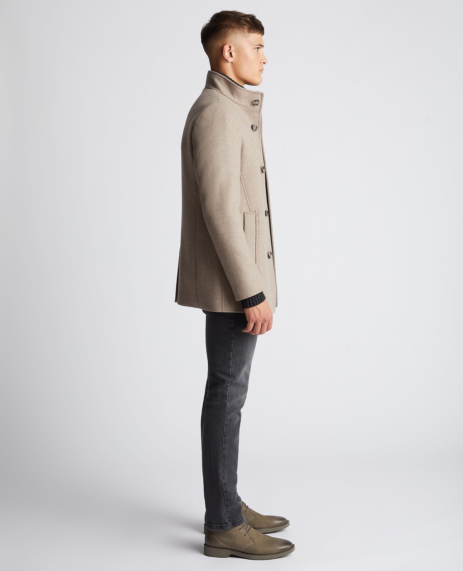 Tapered Fit Wool-Blend Tailored Coat