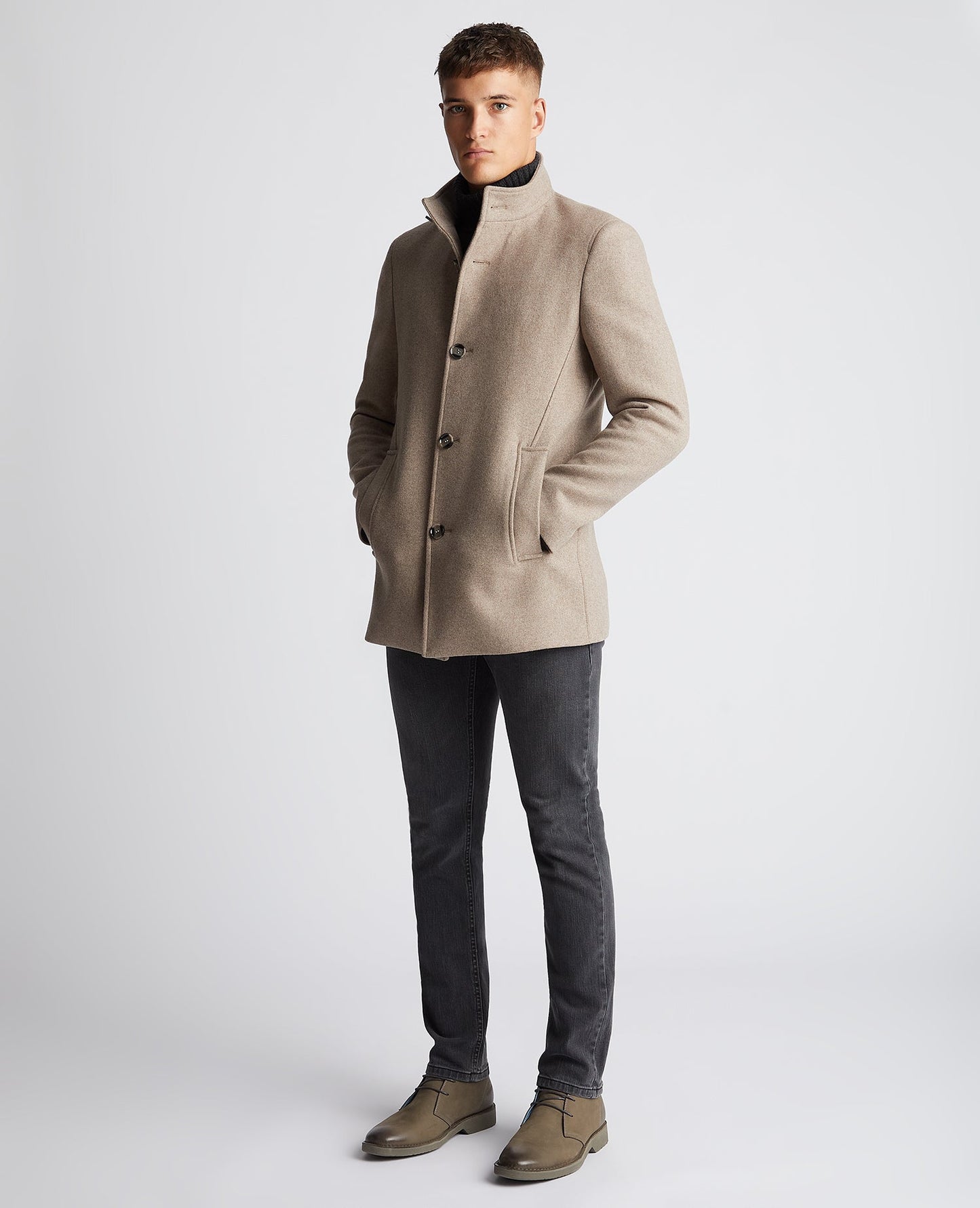 Tapered Fit Wool-Blend Tailored Coat