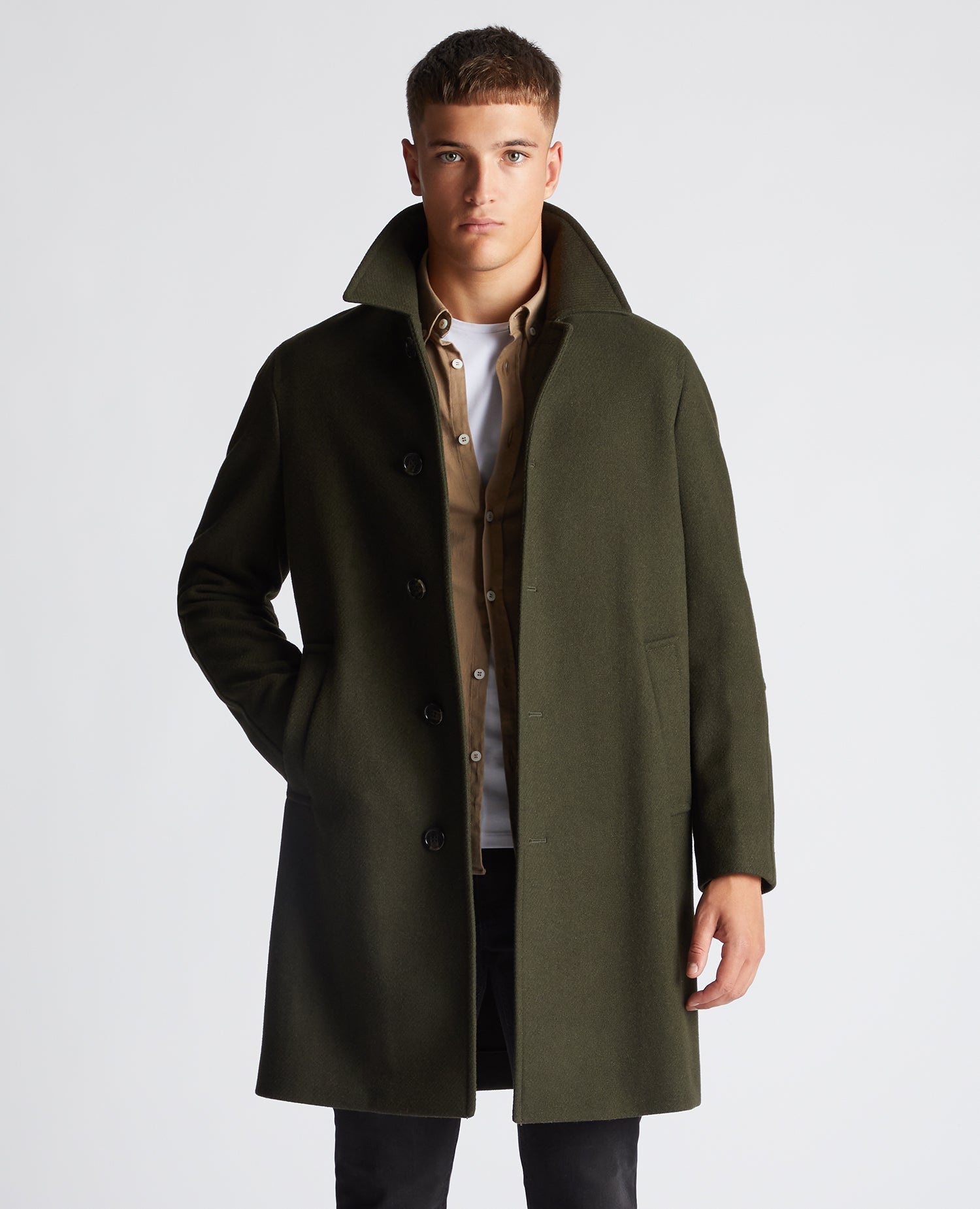 Relaxed Fit Wool-Blend Tailored Coat