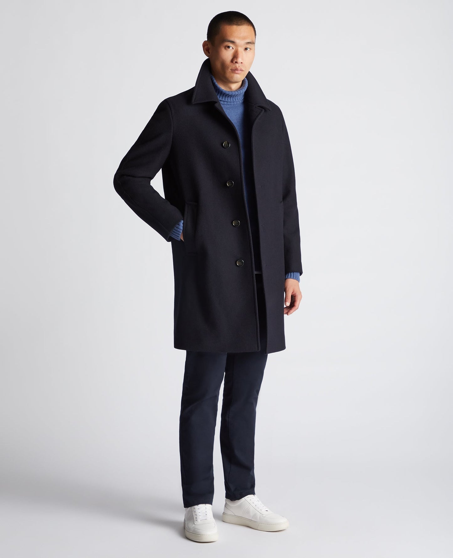 Relaxed Fit Wool-Blend Tailored Coat