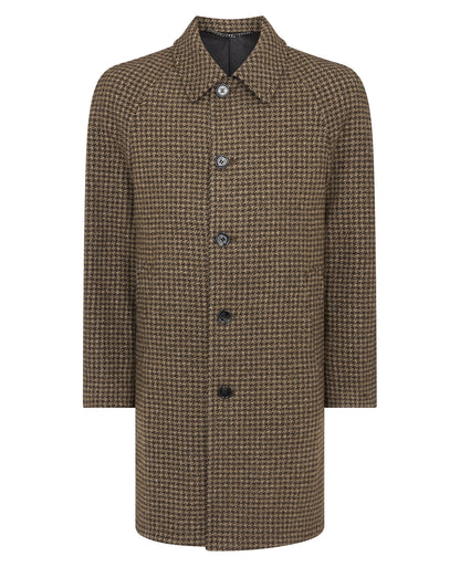 Relaxed Fit Houndstooth Overcoat