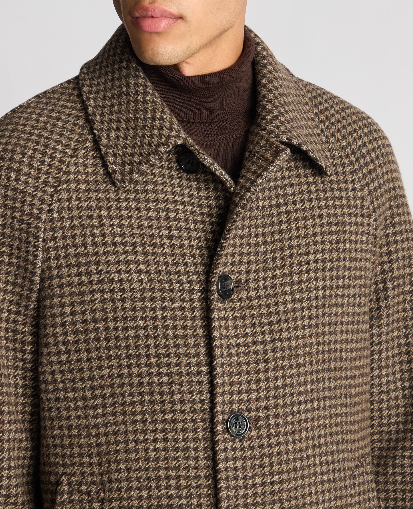 Relaxed Fit Houndstooth Overcoat